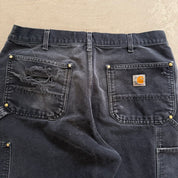 Vintage Carhartt Made In USA Black Double Knee Canvas Workwear Pants - 36x34