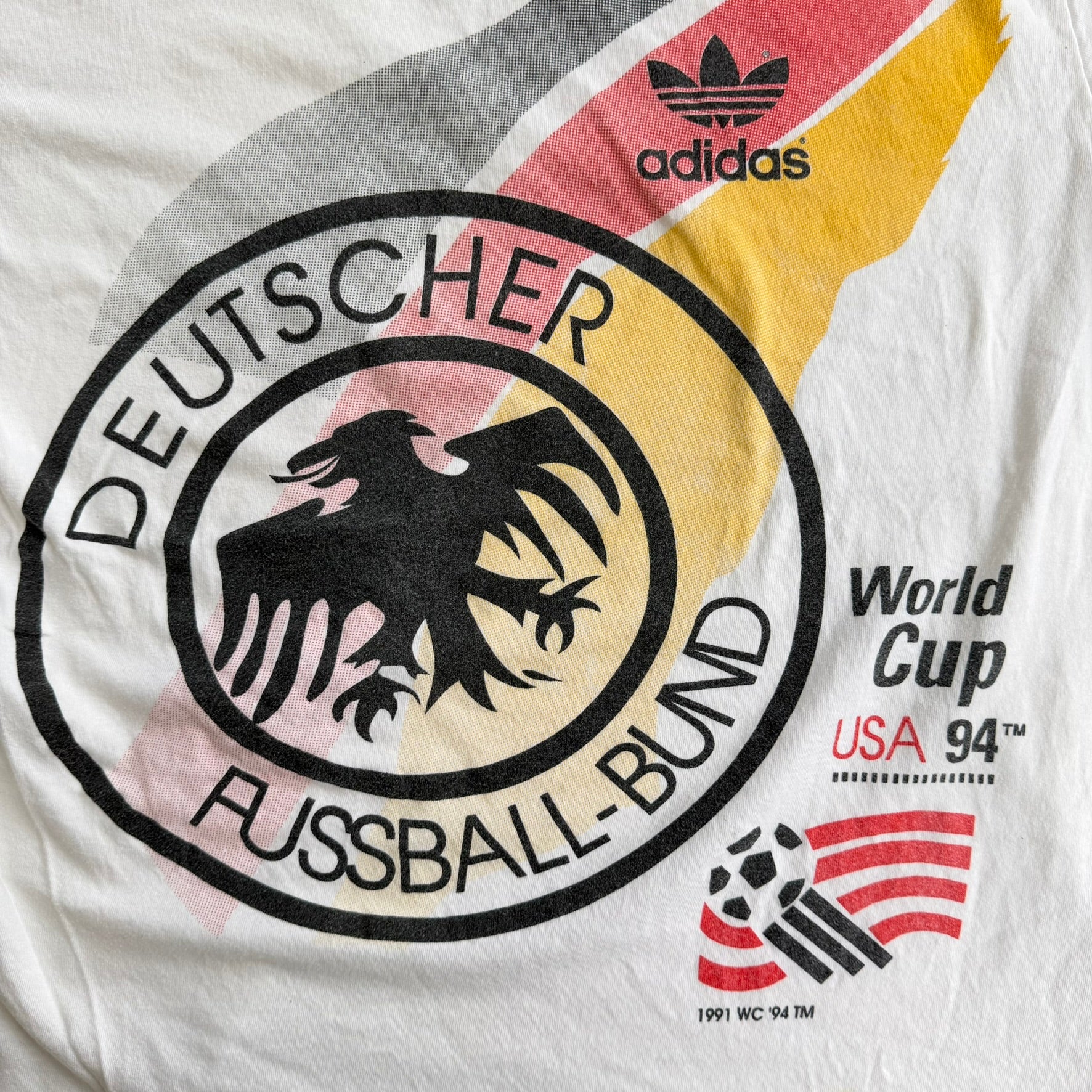 J- Vintage '94 Adidas Germany USA World Cup Graphic Single Stitch Tee - L