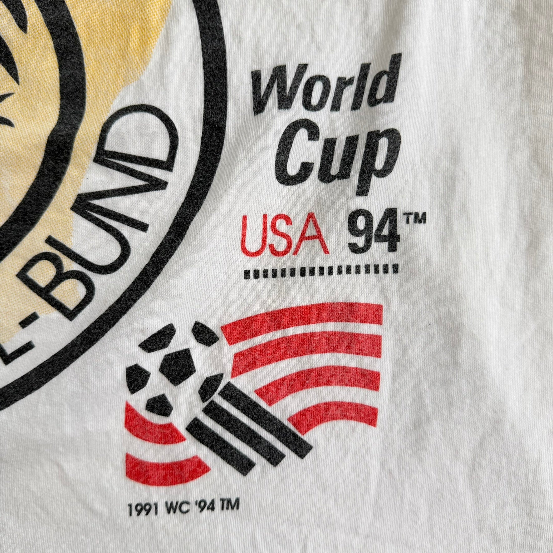 J- Vintage '94 Adidas Germany USA World Cup Graphic Single Stitch Tee - L