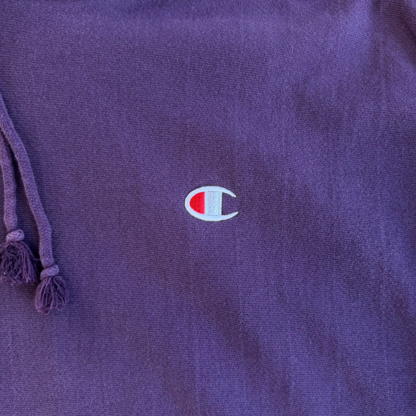 J- Vintage Champion Reverse Weave Deep Purple Embroidered Logo Hoodie - XL
