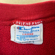 J- Vintage 80s Champion Reverse Weave Made In USA Embroidered Logo  Red Crewneck - L