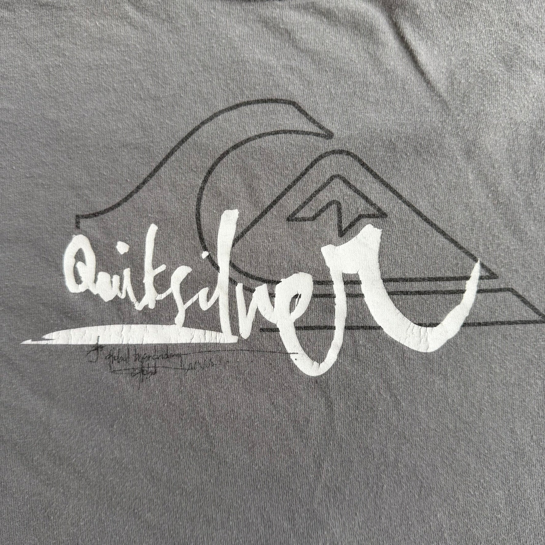 J- Vintage Y2K Quicksilver Logo & Text Graphic Ringer Tee - XL