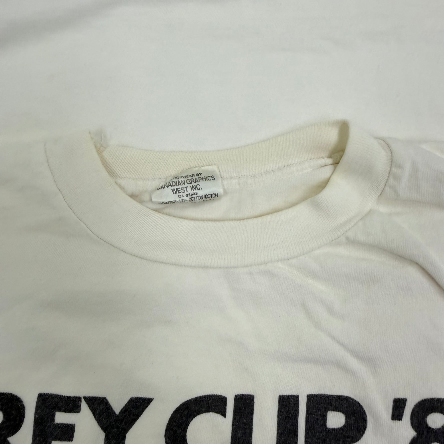 J- Vintage '89 Saskatchewan Roughriders CFL Grey Cup Champions Roster Graphic Single Stitch Tee - L