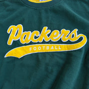 J- Vintage Green Bay Packers NFL Starter Chenille Embroidered Text Crewneck - L