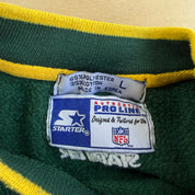J- Vintage Green Bay Packers NFL Starter Chenille Embroidered Text Crewneck - L