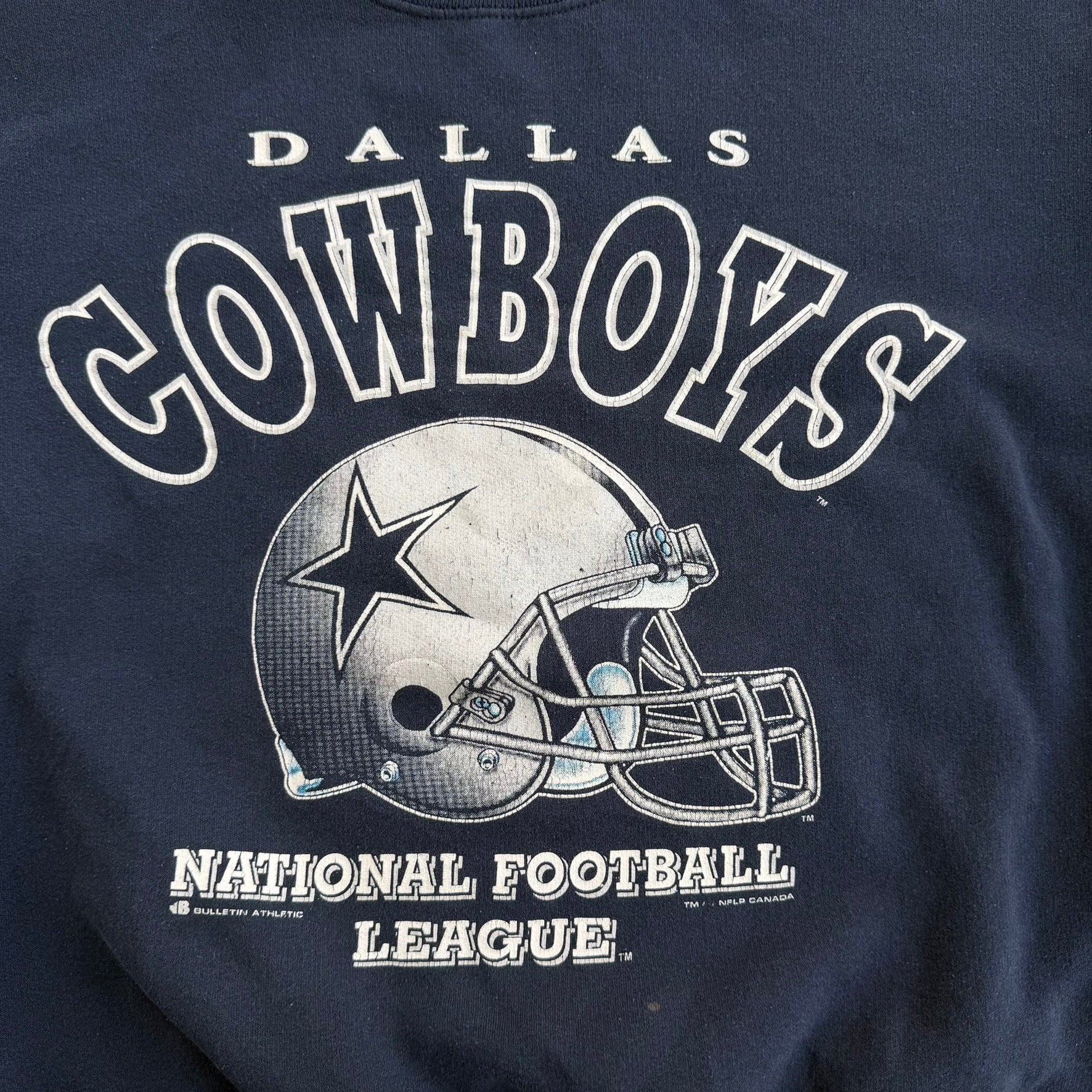 J- Vintage Dallas Cowboys NFL Graphic Text & Logo Made In Canada Crewneck - L