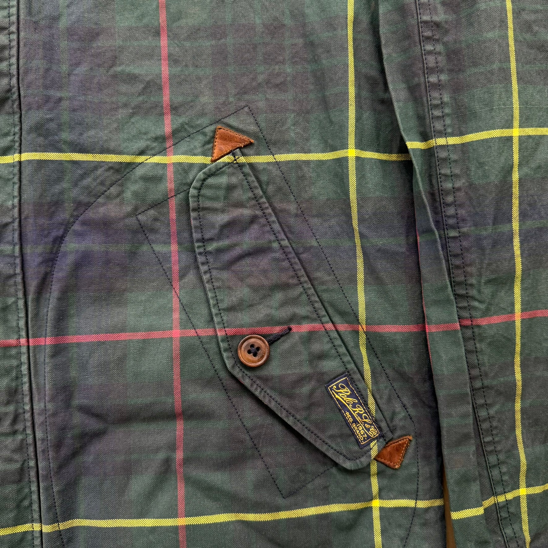 J- Vintage 90s Polo RL Co. All Over Plaid Hooded Rain Jacket - M