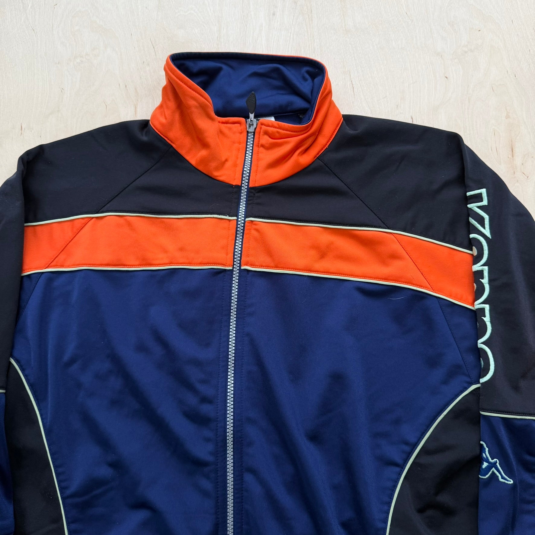 J- Vintage Kappa Embroidered Sleeve Logo & Text Zip Up Track Jacket - XL