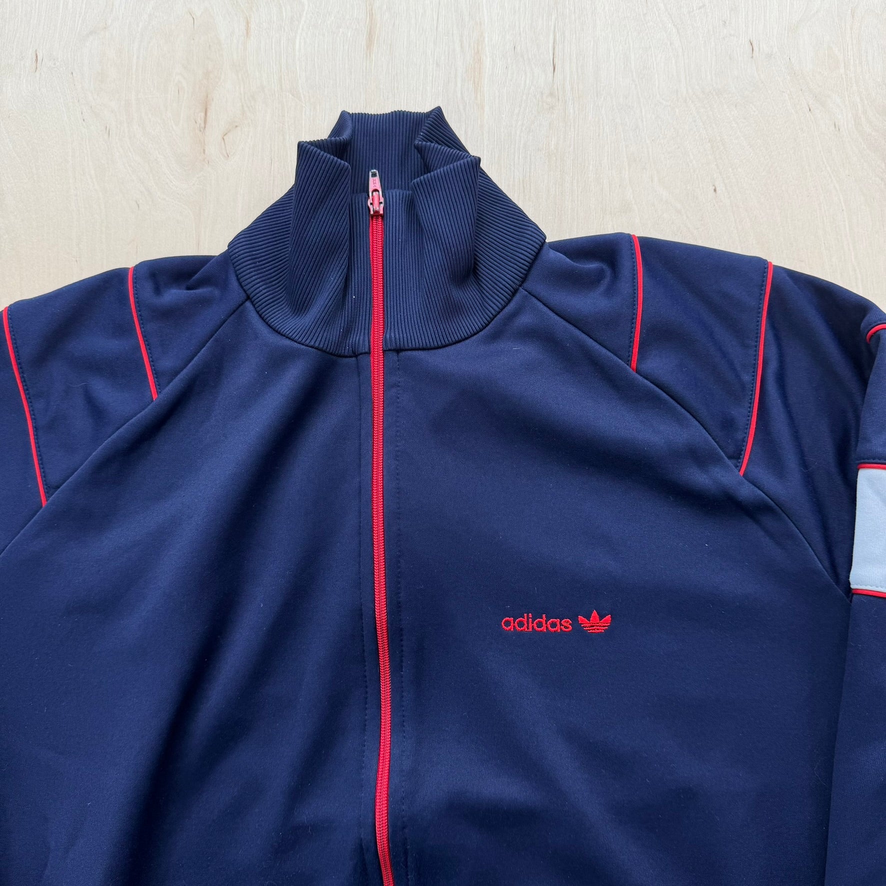 J- Vintage 80s Adidas Embroidered Logo Zip Up Track Jacket - XL
