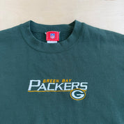J- Vintage Green Bay Packers NFL Embroidered Graphic Text & Logo Crewneck - L