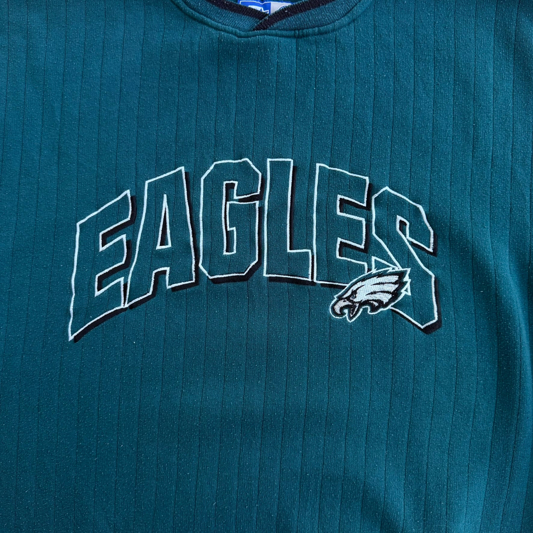 J- Vintage Philadelphia Eagles NFL Starter Embroidered Text & Logo Crewneck - XL