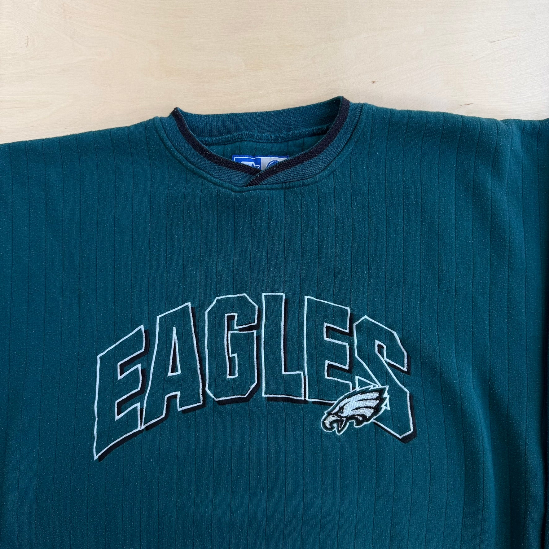J- Vintage Philadelphia Eagles NFL Starter Embroidered Text & Logo Crewneck - XL