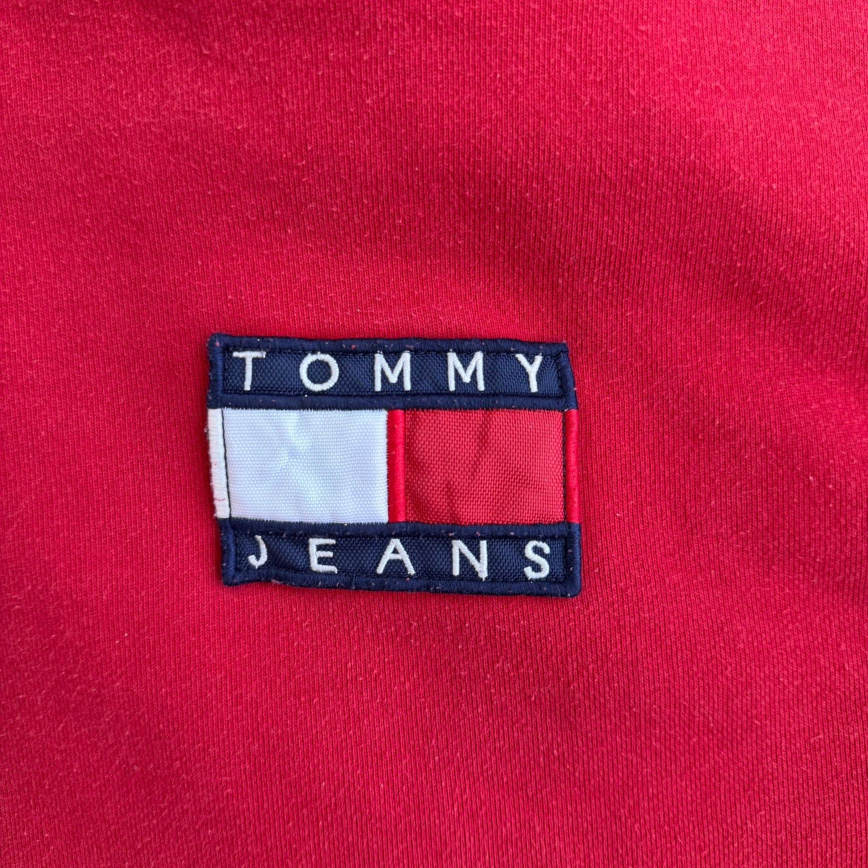 J- Vintage 90s Tommy Hilfiger Jeans Embroidered Text & Logo Hoodie - L