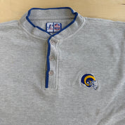 J- Vintage Los Angeles Rams NFL Logo Athletic Embroidered Logo Henley Crewneck - L