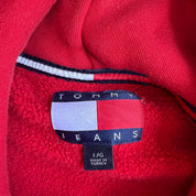 J- Vintage 90s Tommy Hilfiger Jeans Embroidered Text & Logo Hoodie - L