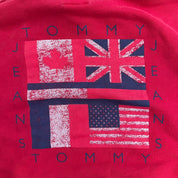 J- Vintage 90s Tommy Hilfiger Jeans Embroidered Text & Logo Hoodie - L