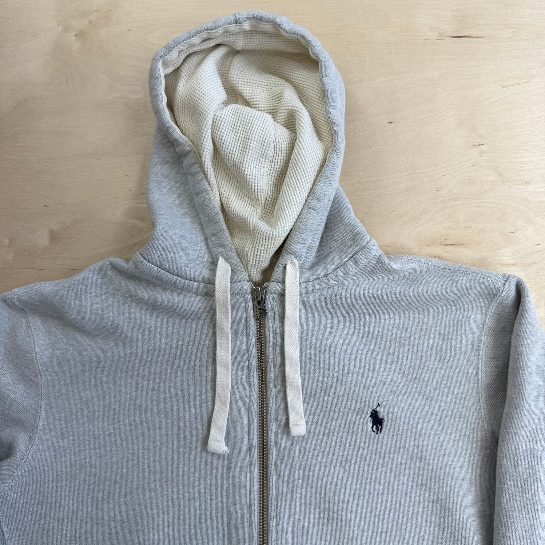 J- Vintage 90s Polo RL Embroidered Logo Zip Up Hoodie - L