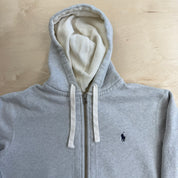 J- Vintage 90s Polo RL Embroidered Logo Zip Up Hoodie - L