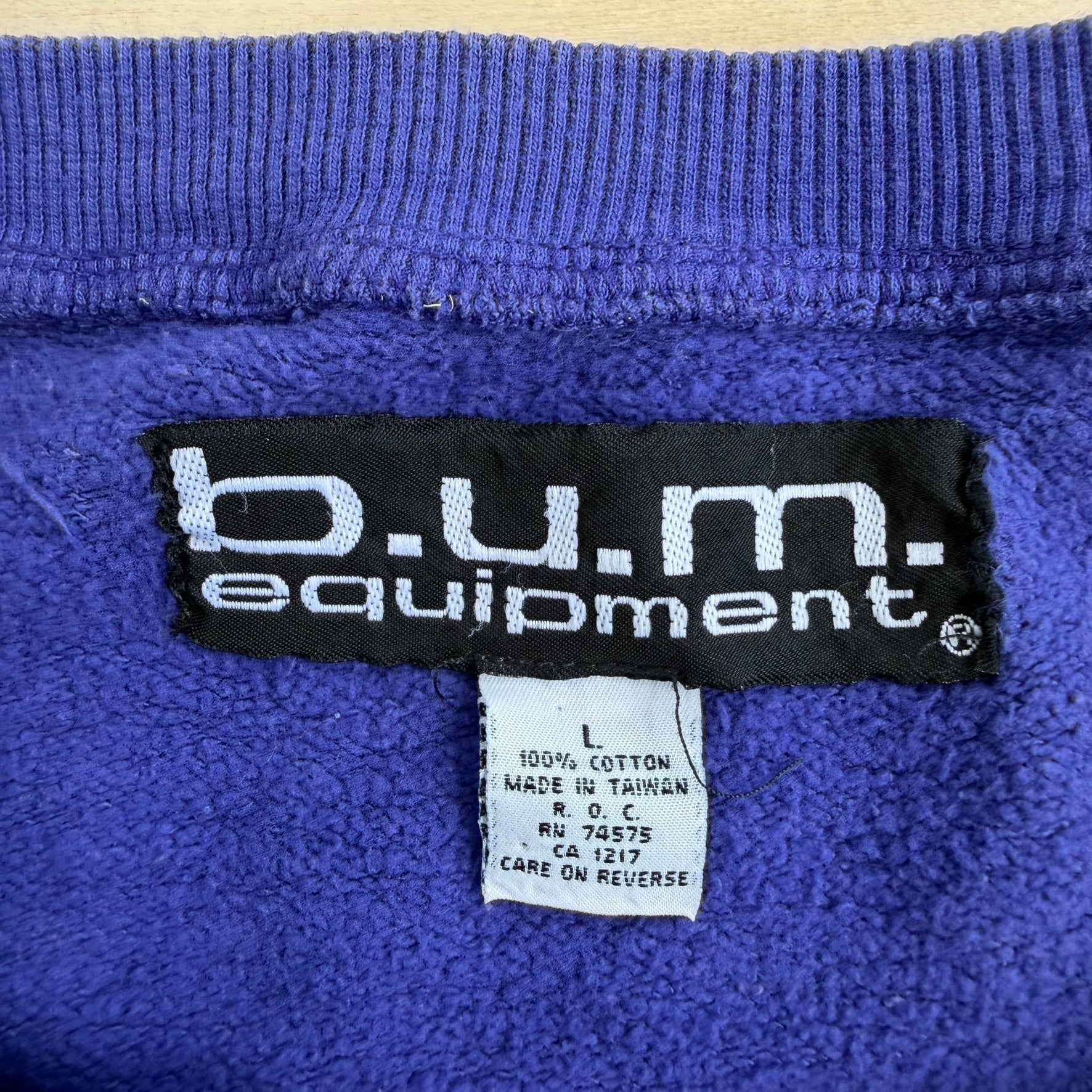 J- Vintage '91 Bum Equipment Text Logo Crewneck - L
