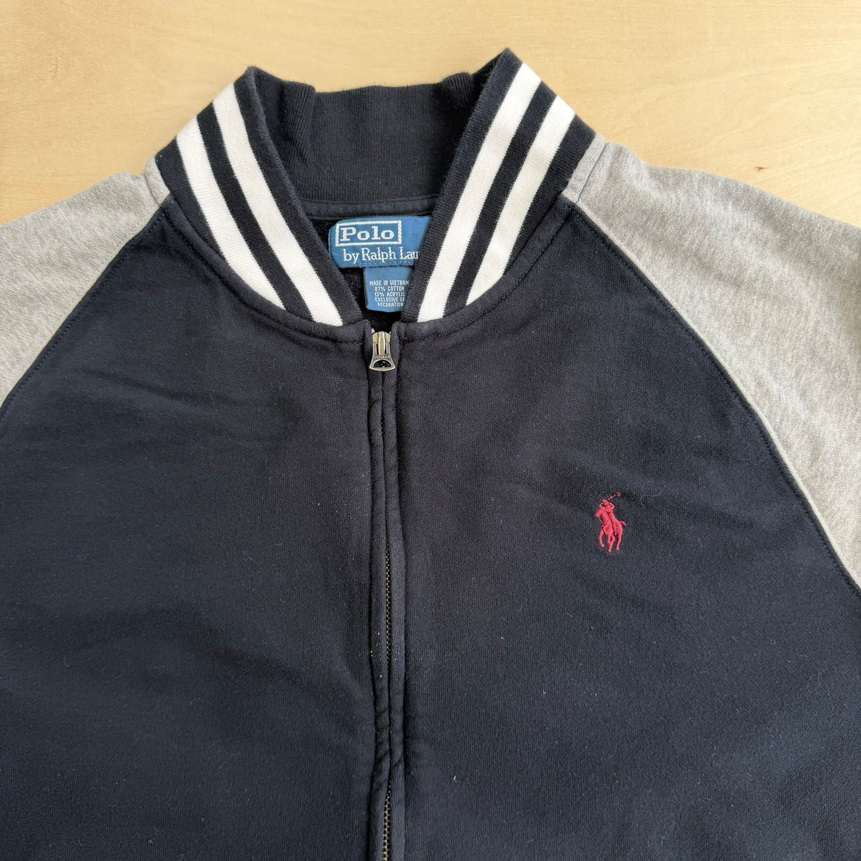 J- Vintage 90s Polo RL Embroidered Logo Zip Up Sweatshirt Track Jacket - L