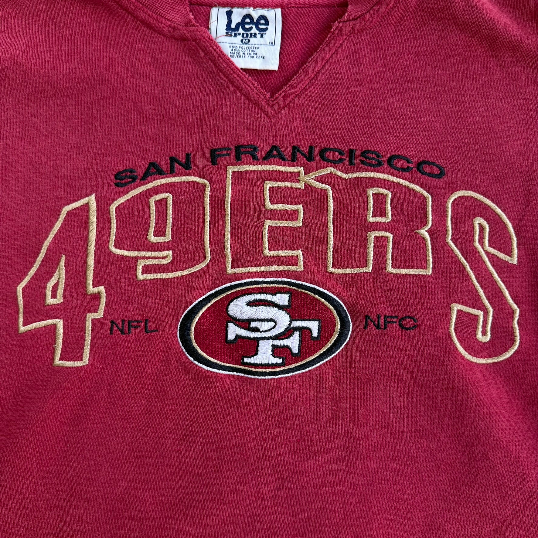 J- Vintage San Francisco 49ers NFL Lee Embroidered Logo & Text Crewneck - M