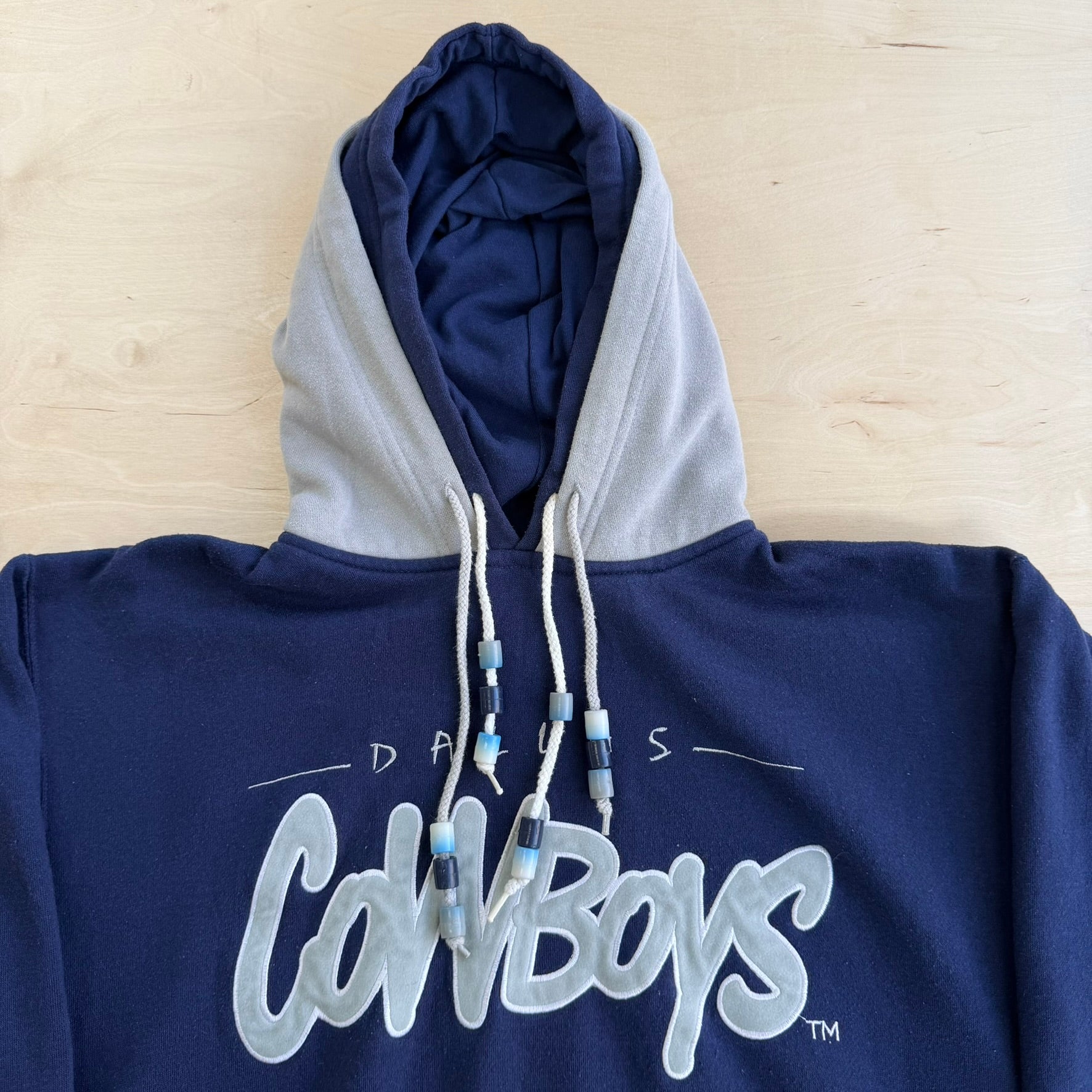 J- Vintage Dallas Cowboys NFL Starter Embroidered Logo & Text Graphic Hoodie - XL