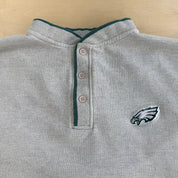J- Vintage Philadelphia Eagles NFL Logo Athletic Embroidered Logo Henley Crewneck - L