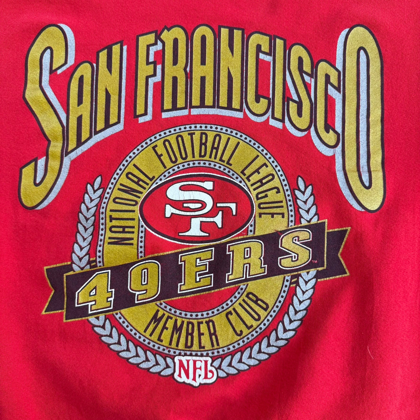 J- Vintage San Francisco 49ers NFL Nutmeg Logo Graphic Made In USA Crewneck - XL