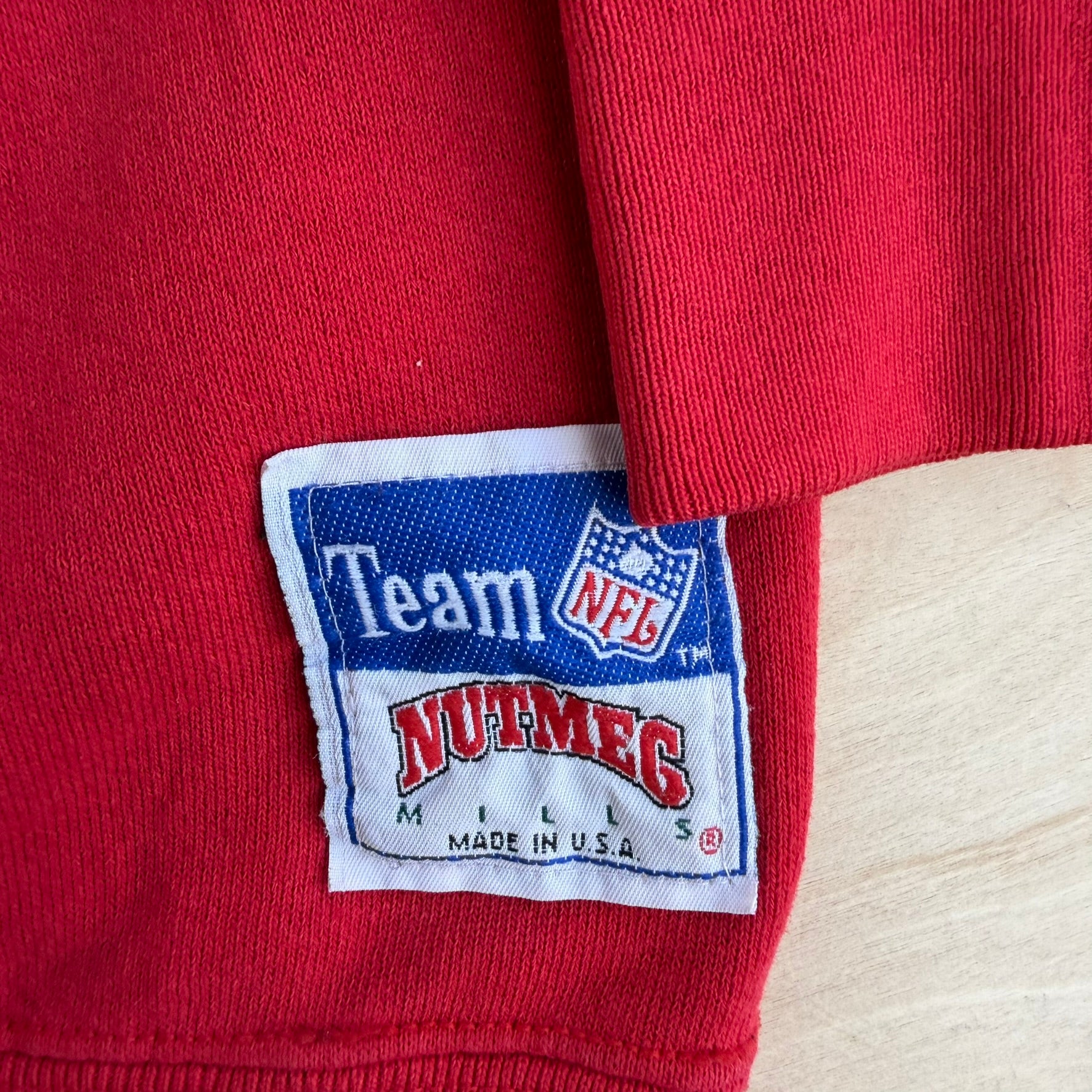 J- Vintage San Francisco 49ers NFL Nutmeg Logo Graphic Made In USA Crewneck - XL