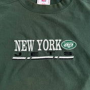 J- Vintage New York Jets NFL Embroidered Logo & Text Graphic Crewneck - 2XL