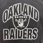 F- Vintage '95 Oakland Raiders NFL Logo & Text Hanes Heavyweight Single Stitch Tee