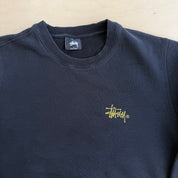 J- Vintage Stussy Gold Cursive Text Logo Crewneck - L