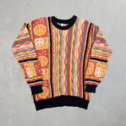 F- Vintage Peace Sign Coogi Style Woven Knit Sweaters