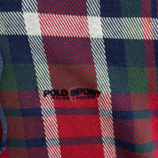 J- Vintage 90s Polo Sport RL Embroidered Text Plaid Zip Up Hoodie - M