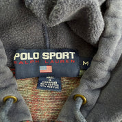 J- Vintage 90s Polo Sport RL Embroidered Text Plaid Zip Up Hoodie - M