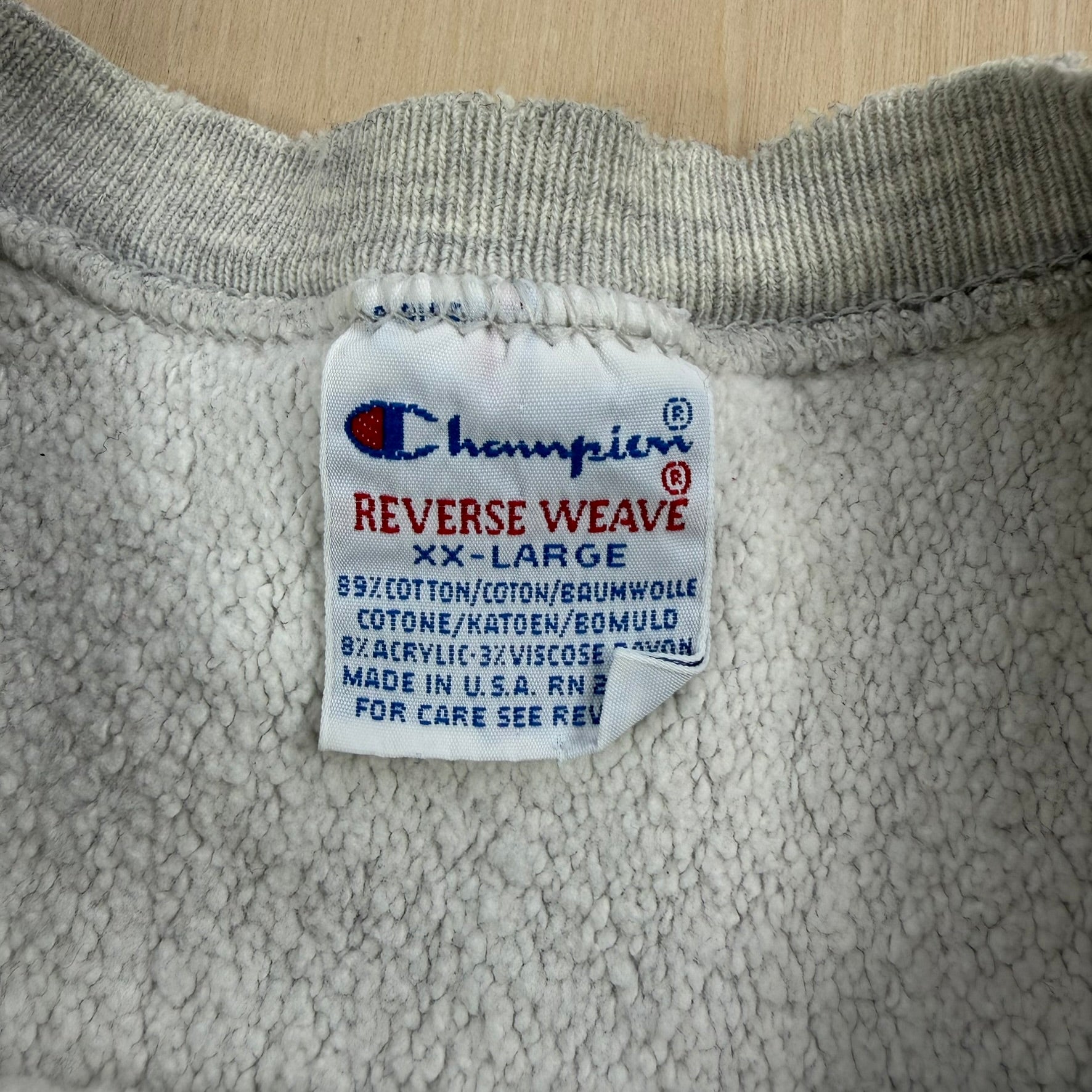 J- Vintage Champion Reverse Weave Embroidered Logo Made In USA Crewneck - 2XL