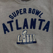 J- 2019 NFL Atlanta Super Bowl 53 Embroidered Text Graphic Crewneck - M