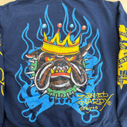 J- Vintage Ed Hardy New York Snake & Panther & Dog With Crown Jumbo Print Zip Up Hoodie - 2XL