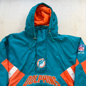 J- Vintage 90s Miami Dolphins NFL Starter Anorak Pullover Winter Jacket - XL