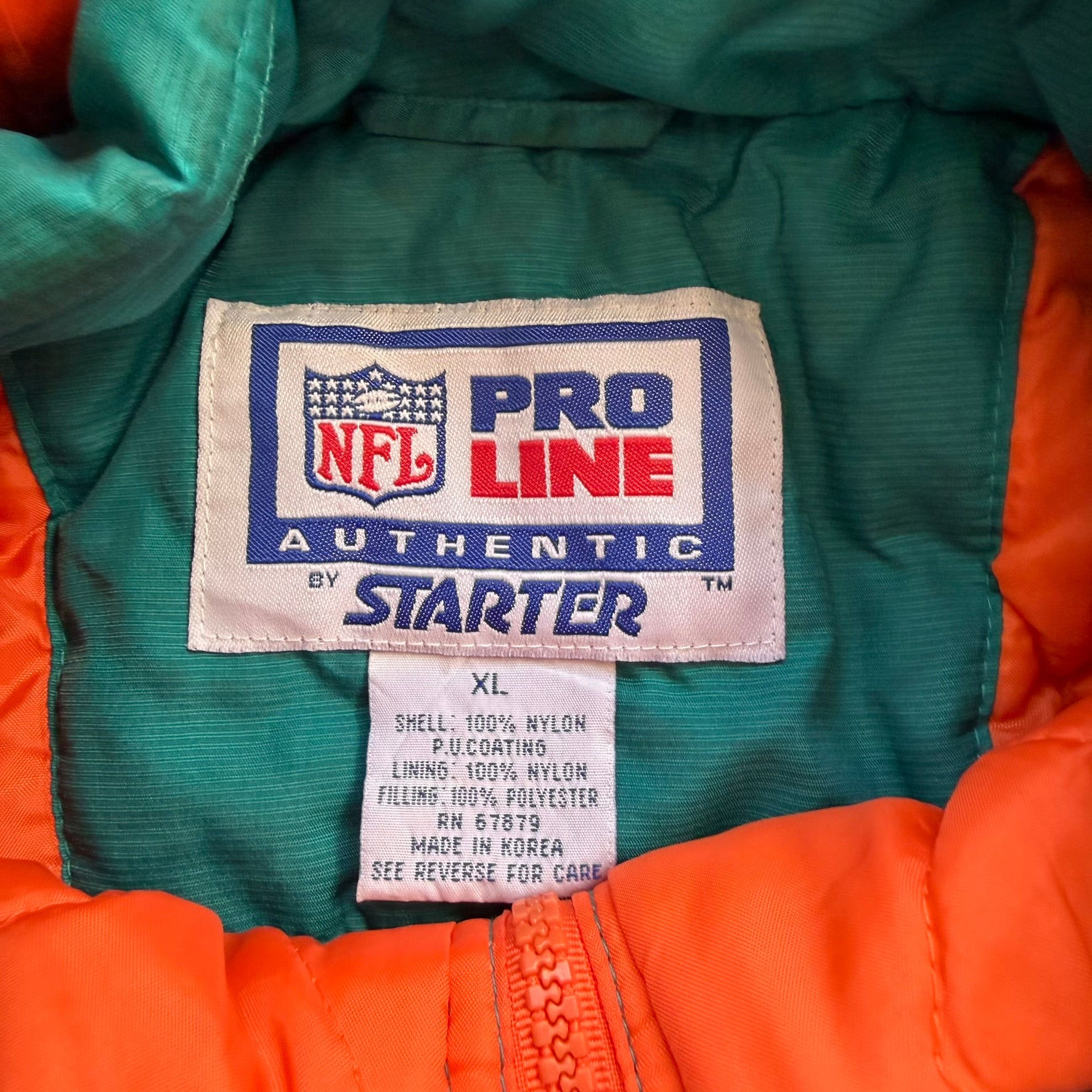 J- Vintage 90s Miami Dolphins NFL Starter Anorak Pullover Winter Jacket - XL