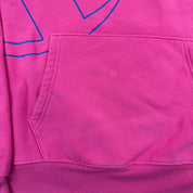 J- Vintage Champion Reverse Weave Graphic Text Pink Hoodie - L