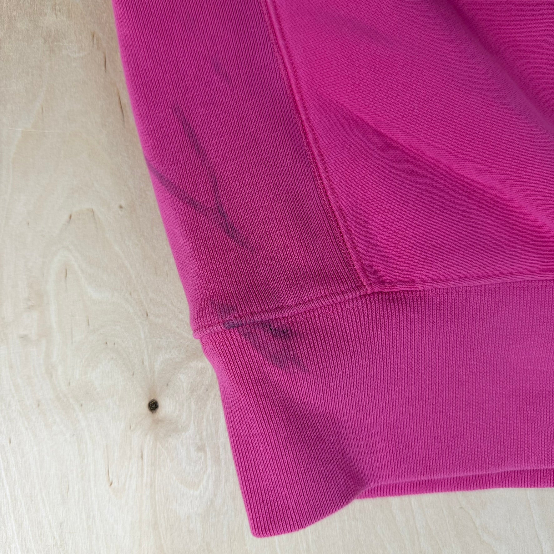 J- Vintage Champion Reverse Weave Graphic Text Pink Hoodie - L