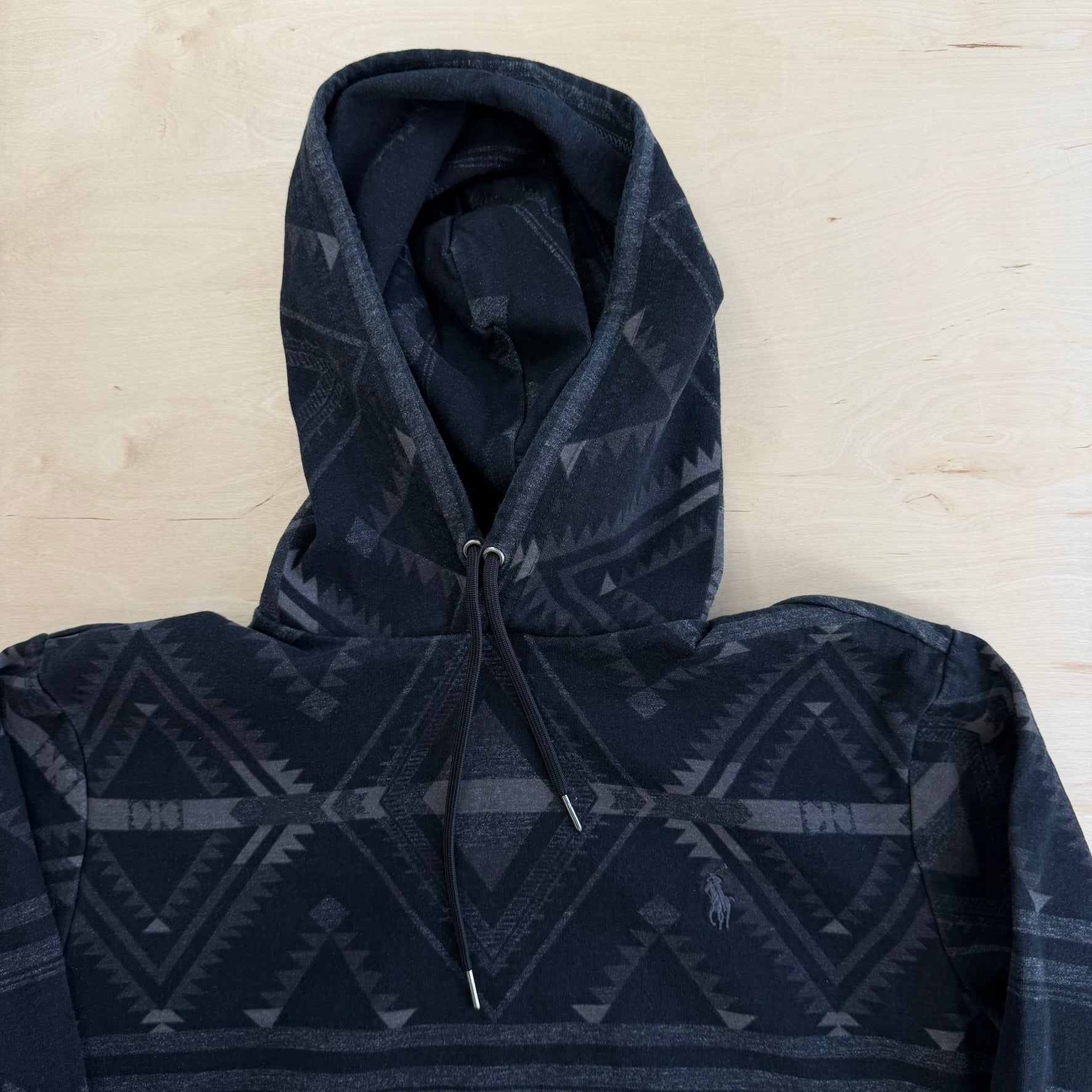 J- 2010s Polo RL Embroidered Logo & All Over Print Patterned Hoodie - M