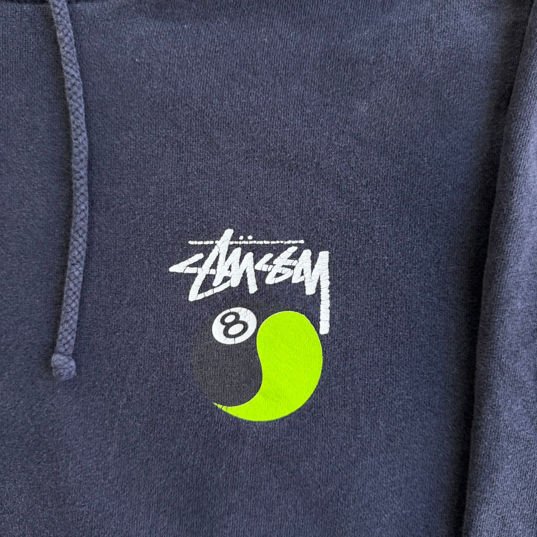 J- Vintage Stussy Ying Yang 8 Ball Graphic Made In USA Hoodie - L