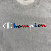 J- Vintage Champion Reverse Weave Embroidered Text Crewneck - M