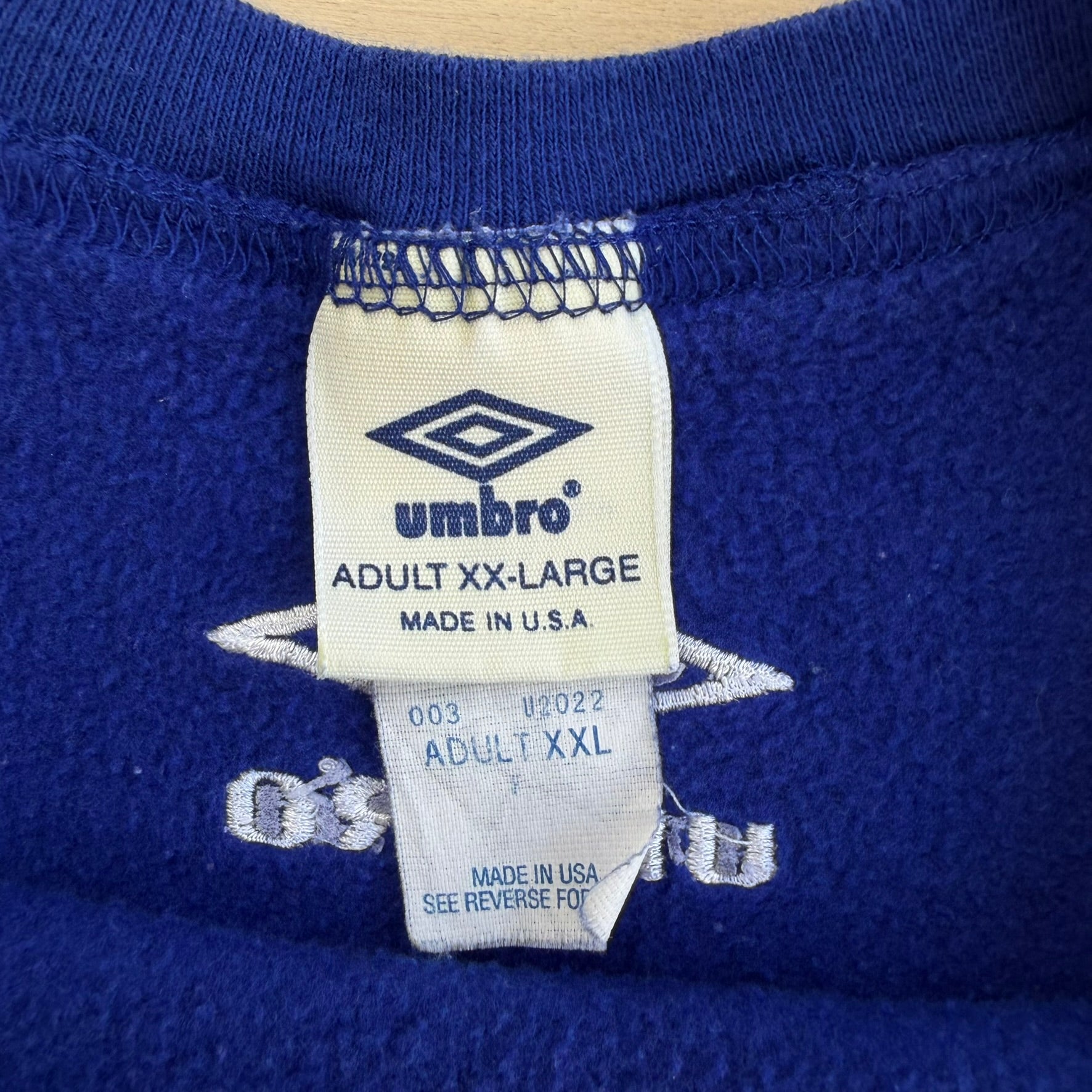 J- Vintage 90s Umbro Embroidered Logo Made In USA Crewneck - 2XL