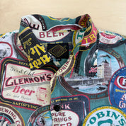 J- Vintage Brewers & Beers Logo All Over Print Button Down Shirt - 2XL
