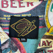 J- Vintage Brewers & Beers Logo All Over Print Button Down Shirt - 2XL
