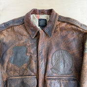 Vintage 80s Avirex Aviation Ltd. Old Leather Escape Map A-2 Leather Bomber Jacket - M