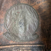 Vintage 80s Avirex Aviation Ltd. Old Leather Escape Map A-2 Leather Bomber Jacket - M